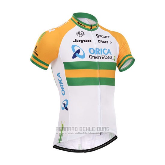 2014 Fahrradbekleidung Orica GreenEDGE Champion Osterreich Trikot Kurzarm und Tragerhose